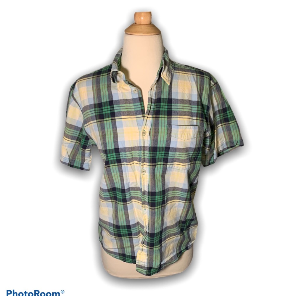 GAP 1969 Blue Green Plaid Shirt, 12